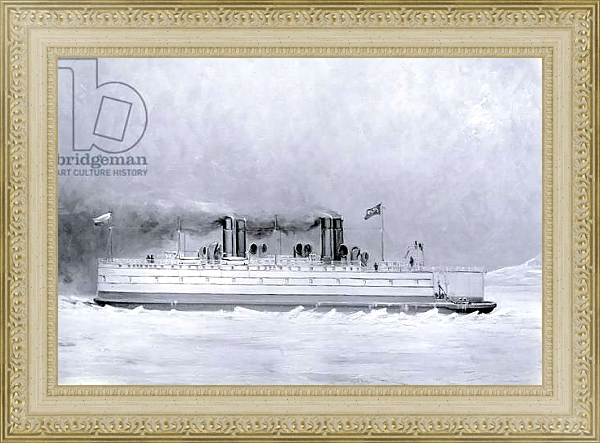 Постер Yard no. 647, Baikal. Photograph of a painting showing the ice breaking train ferry steamer 'Baikal' in service с типом исполнения Акварель в раме в багетной раме 484.M48.725