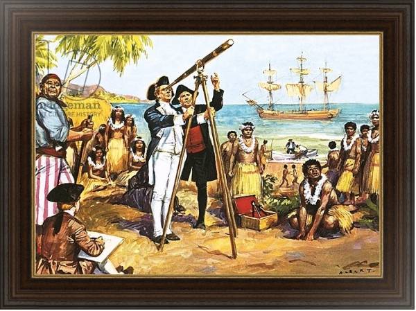 Постер Captain Cook making astronomical observations at Tahiti с типом исполнения На холсте в раме в багетной раме 1.023.151