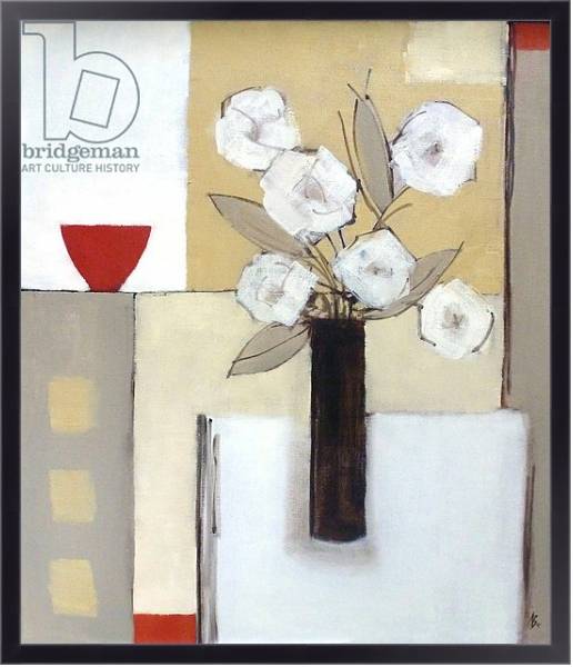 Постер Red Bowl, White Flowers с типом исполнения На холсте в раме в багетной раме 221-01