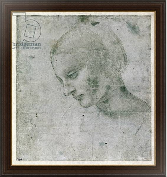 Постер Head of a Young Woman or Head of the Virgin, c.1490 с типом исполнения На холсте в раме в багетной раме 1.023.151