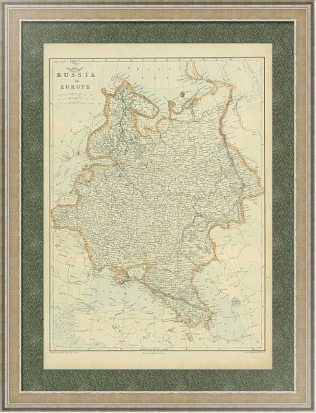 Постер Карта: Россия в Европе 2 с типом исполнения Акварель в раме в багетной раме 485.M40.584