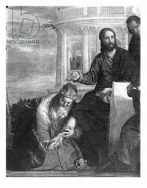Постер The Meal at the House of Simon the Pharisee, detail of the central part, 1570 с типом исполнения На холсте в раме в багетной раме 221-03