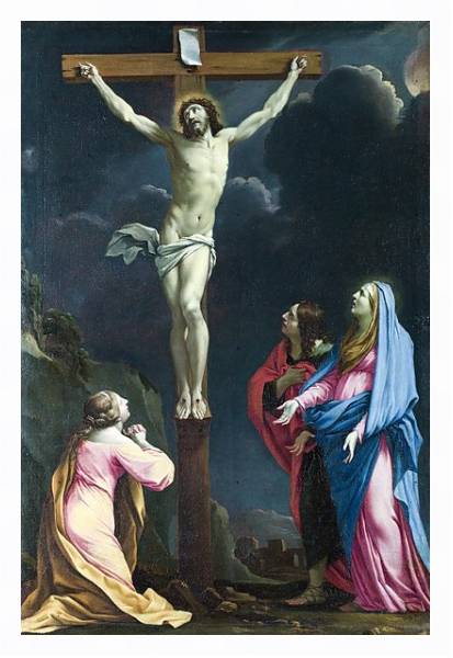 Постер Христос на кресте с Девой Марией и Святыми с типом исполнения На холсте в раме в багетной раме 221-03