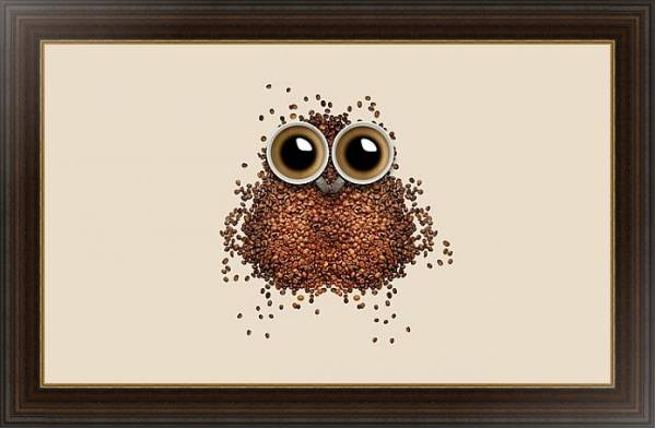 Постер Кофейная сова 1 с типом исполнения На холсте в раме в багетной раме 1.023.151