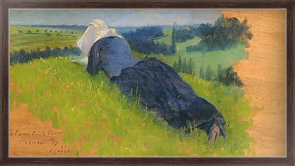 Постер Крестьянка на траве с типом исполнения На холсте в раме в багетной раме 221-02