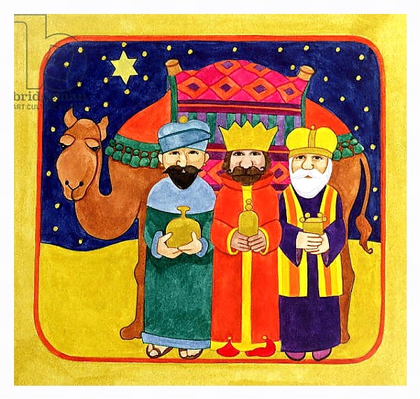 Постер Three Kings and Camel с типом исполнения На холсте в раме в багетной раме 221-03
