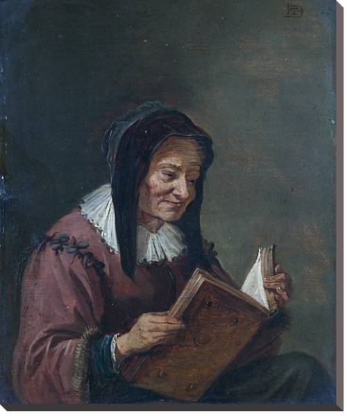Постер Читающая престарелая женщина с типом исполнения На холсте без рамы