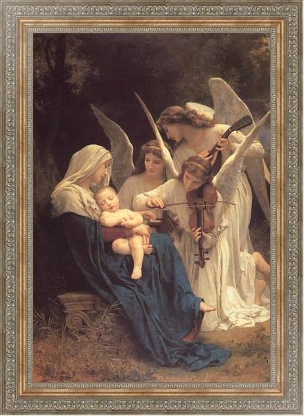 Постер Песня ангелов ( мадонна с ангелами ) с типом исполнения На холсте в раме в багетной раме 484.M48.310