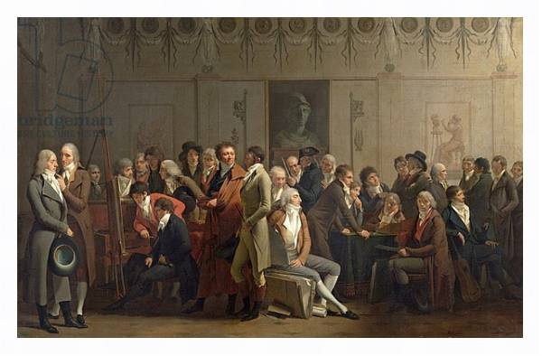 Постер Reunion of Artists in the Studio of Isabey, 1798 с типом исполнения На холсте в раме в багетной раме 221-03