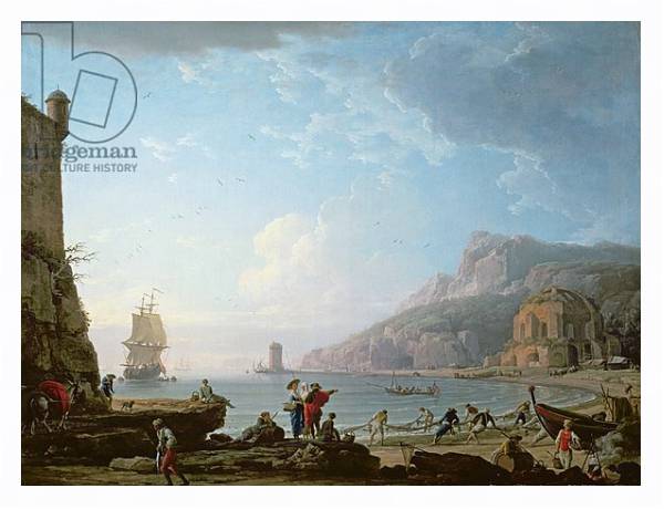 Постер Morning scene in a bay, 1752 с типом исполнения На холсте в раме в багетной раме 221-03
