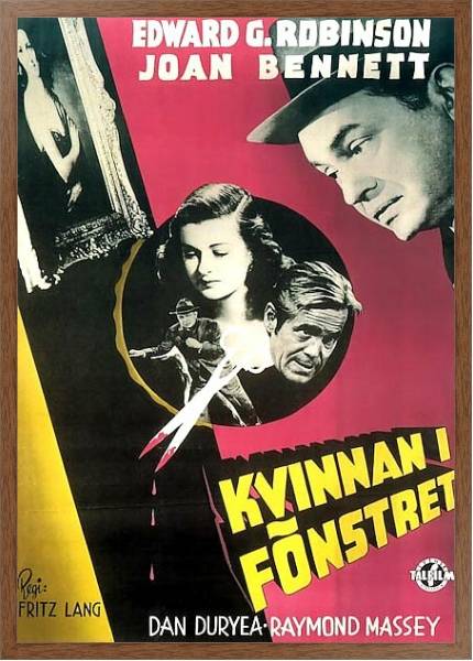 Постер Film Noir Poster - Woman In The Window, The с типом исполнения На холсте в раме в багетной раме 1727.4310