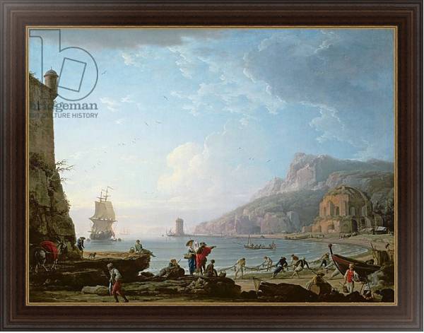 Постер Morning scene in a bay, 1752 с типом исполнения На холсте в раме в багетной раме 1.023.151