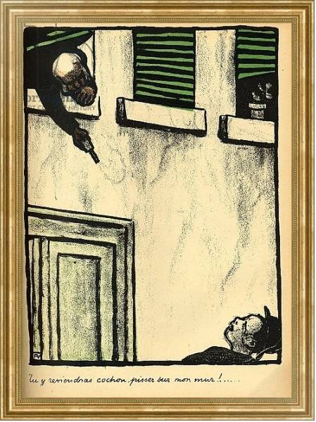 Постер A bourgeois fires from his window on a passerby, 1902 с типом исполнения На холсте в раме в багетной раме NA033.1.051