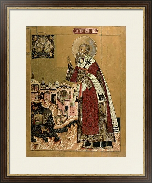 Постер Pope Klemens with scenes from his life 1 с типом исполнения Под стеклом в багетной раме 1.023.036