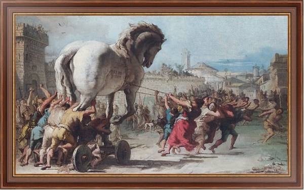 Постер Проведение Троянского коня в Трою с типом исполнения На холсте в раме в багетной раме 35-M719P-83
