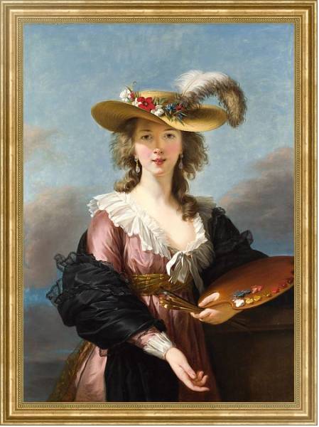 Постер Автопортрет в соломенной шляпе с типом исполнения На холсте в раме в багетной раме NA033.1.051