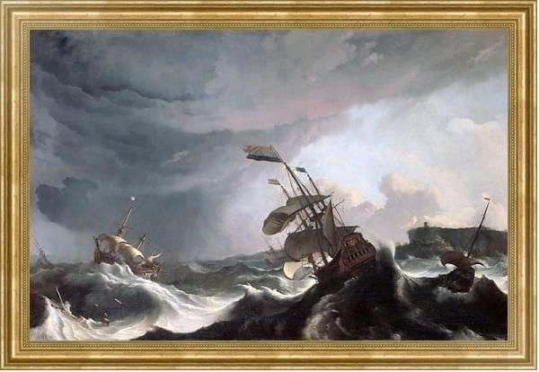 Постер Ships in Distress in a Heavy Storm с типом исполнения На холсте в раме в багетной раме NA033.1.051