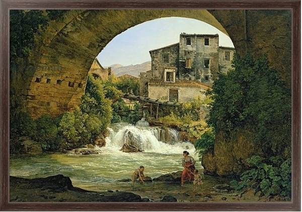 Постер Under the arch of a bridge in Italy, 1822 с типом исполнения На холсте в раме в багетной раме 221-02