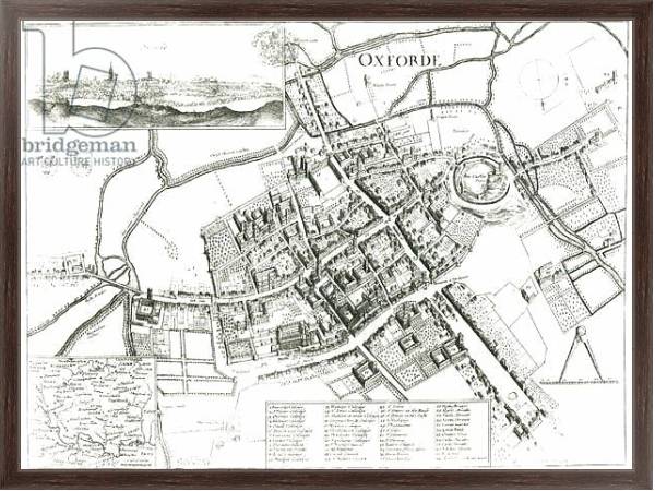 Постер Map of Oxford, 1643 с типом исполнения На холсте в раме в багетной раме 221-02