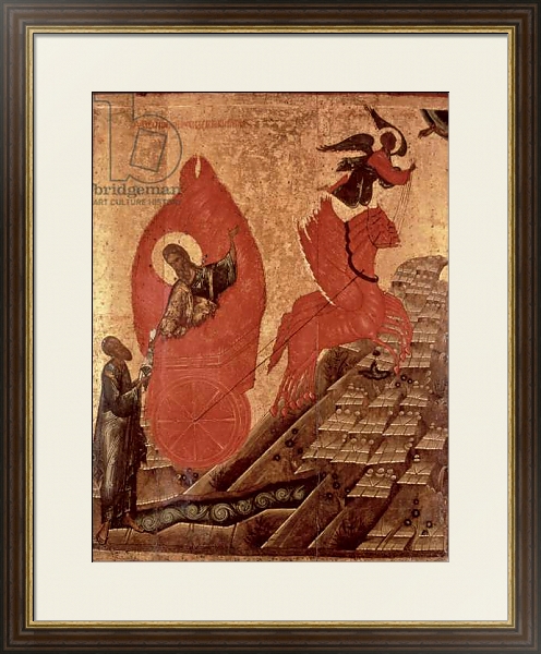 Постер The Ascension of Elijah, icon, Pskov School, c.1650 с типом исполнения Под стеклом в багетной раме 1.023.036