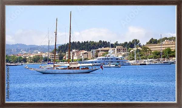 Постер Яхта в море у берегов Греции с типом исполнения На холсте в раме в багетной раме 221-02