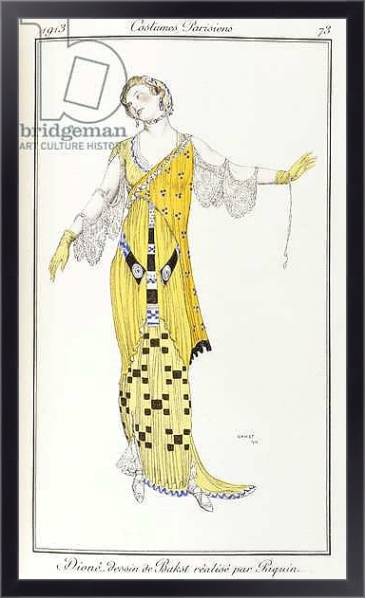 Постер Parisian clothing: Dione-drawing by Bakst executed by Paquin, 1913 с типом исполнения На холсте в раме в багетной раме 221-01