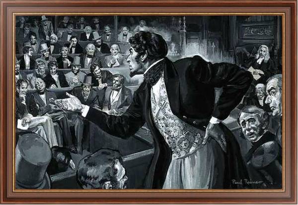 Постер Benjamin Disraeli during his maiden speech to Parliament с типом исполнения На холсте в раме в багетной раме 35-M719P-83