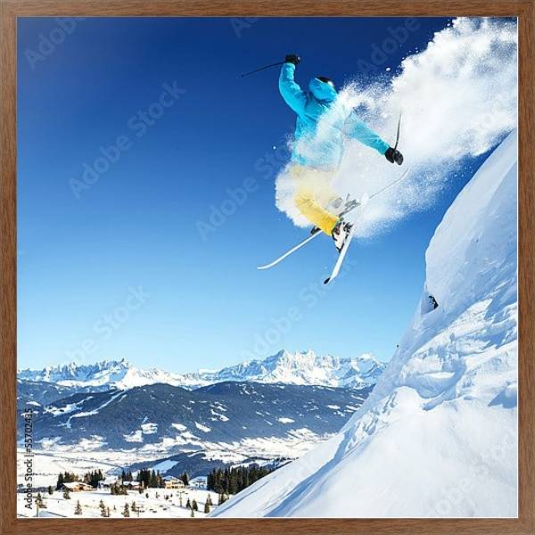 Постер Прыгающий горнолыжник с типом исполнения На холсте в раме в багетной раме 1727.4310