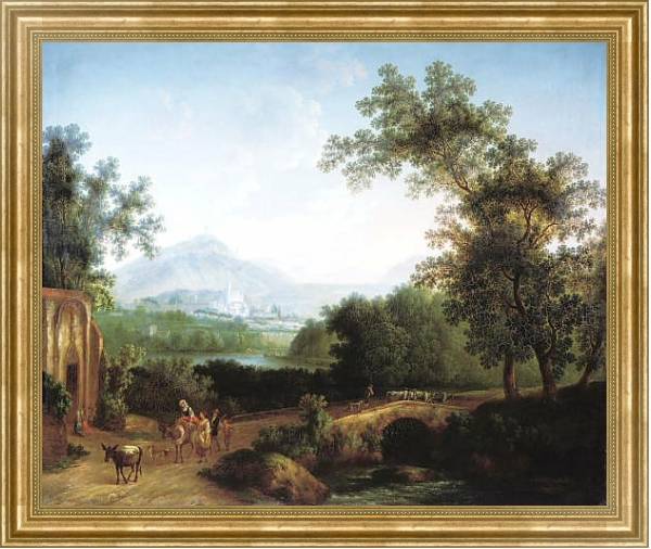 Постер Итальянский пейзаж. 1806 с типом исполнения На холсте в раме в багетной раме NA033.1.051