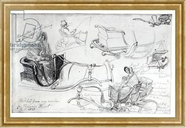 Постер Pony and Traps on Francis Street, London, 1835 с типом исполнения На холсте в раме в багетной раме NA033.1.051
