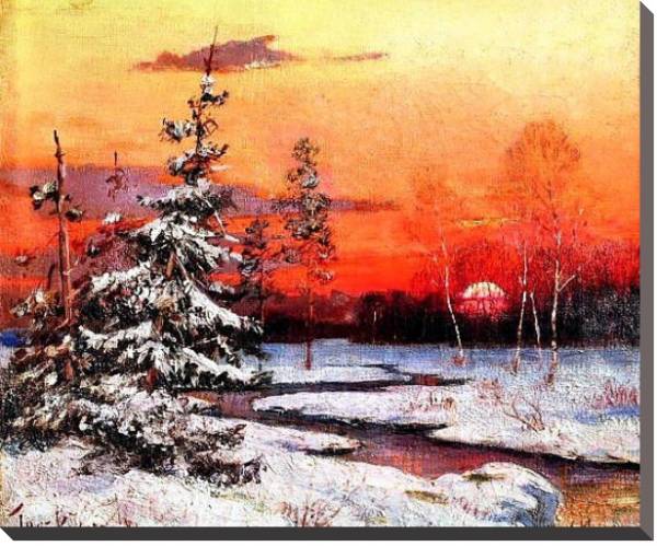 Постер Зимний пейзаж 7 с типом исполнения На холсте без рамы