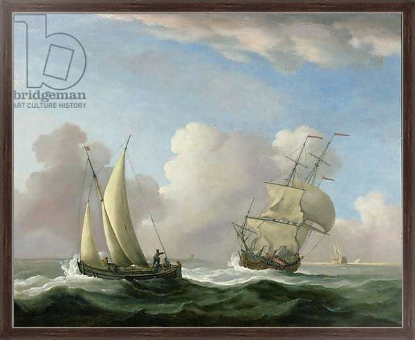 Постер A Man-o'-War in a Swell and a Sailing Boat с типом исполнения На холсте в раме в багетной раме 221-02