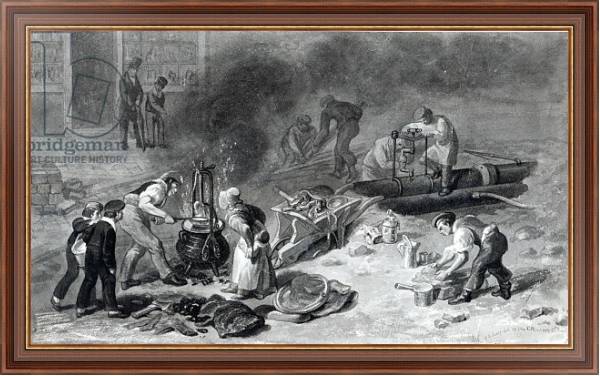Постер The Laying of the Water-Main in Tottenham Court Road, 1834 с типом исполнения На холсте в раме в багетной раме 35-M719P-83
