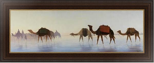 Постер Верблюды, пересекающие воду с типом исполнения На холсте в раме в багетной раме 1.023.151