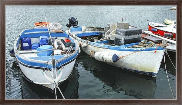 Постер Лодки рыбаков с типом исполнения На холсте в раме в багетной раме 221-02