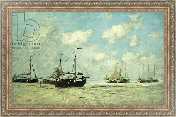 Постер Boats on the Shore at Scheveningen; Scheveningue, Bateaux Echoues sur la Greve, 1875 с типом исполнения На холсте в раме в багетной раме 484.M48.310