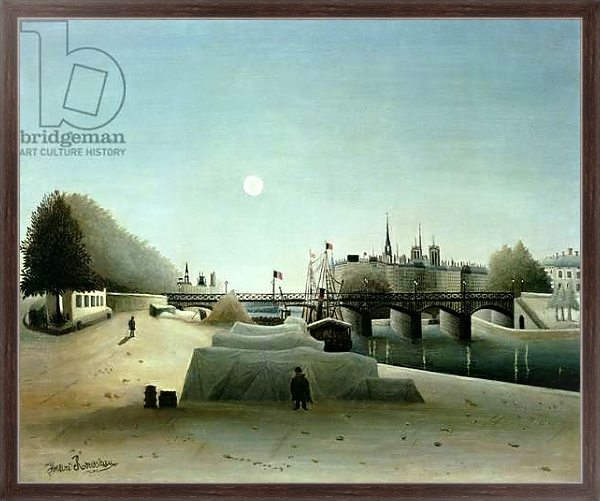 Постер A View of the Ile Saint-Louis from Port Saint-Nicolas, Evening, c.1888 с типом исполнения На холсте в раме в багетной раме 221-02