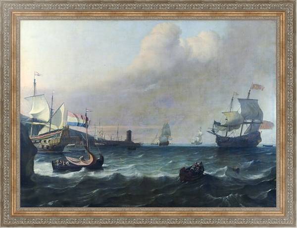 Постер Голландский военный корабль, входящий в Среднеземноморской порт с типом исполнения На холсте в раме в багетной раме 484.M48.310