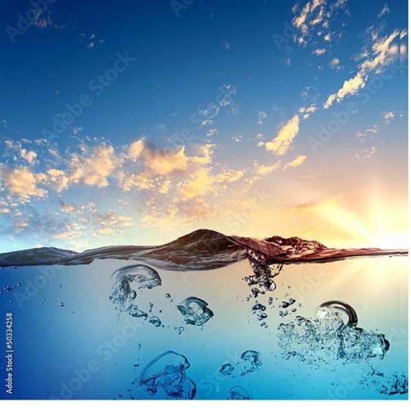 Постер Волна и пузырьки с типом исполнения На холсте без рамы