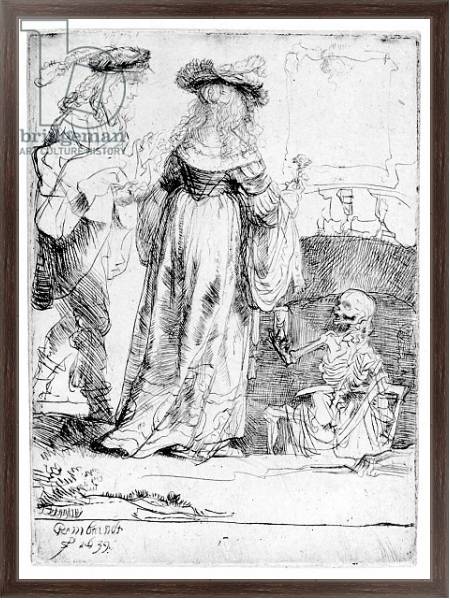 Постер Death appearing to a wedded couple from an open grave, 1639 с типом исполнения На холсте в раме в багетной раме 221-02