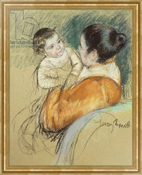 Постер Mother Louise Holding Up Her Blue-Eyed Child, с типом исполнения На холсте в раме в багетной раме NA033.1.051