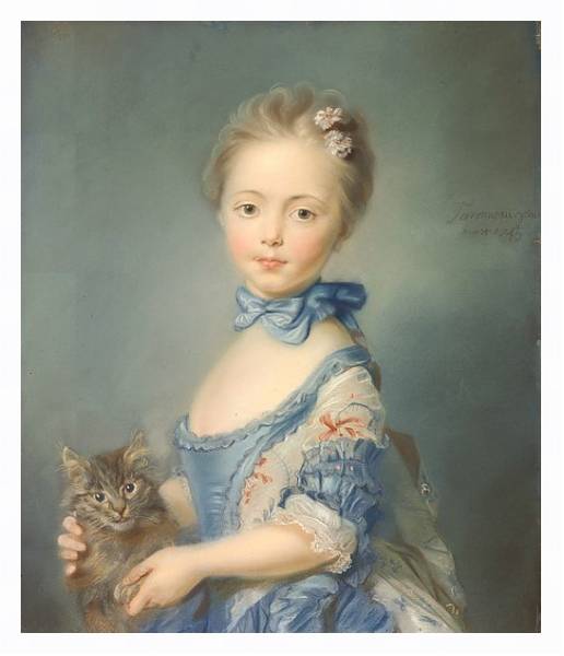 Постер Девочка с котенком с типом исполнения На холсте в раме в багетной раме 221-03