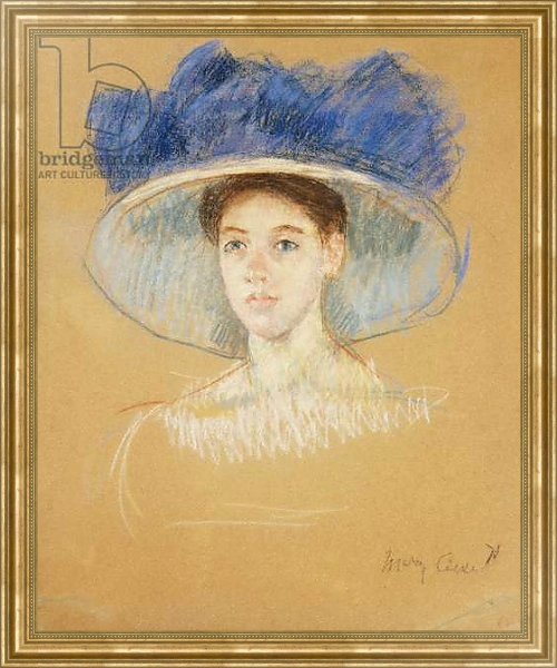 Постер Head of a Woman with a Large Hat, c.1909 с типом исполнения На холсте в раме в багетной раме NA033.1.051