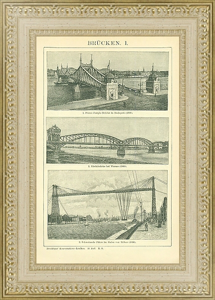 Постер Мосты Европы I с типом исполнения Акварель в раме в багетной раме 484.M48.725