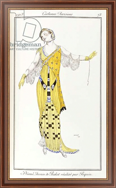 Постер Parisian clothing: Dione-drawing by Bakst executed by Paquin, 1913 с типом исполнения На холсте в раме в багетной раме 35-M719P-83