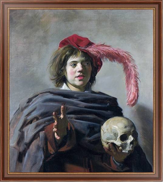 Постер Молодой человек с черепом с типом исполнения На холсте в раме в багетной раме 35-M719P-83