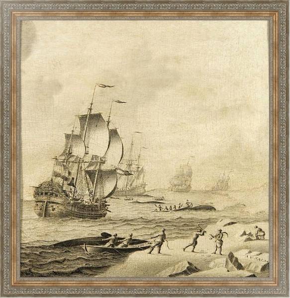 Постер Китовый промысел с типом исполнения На холсте в раме в багетной раме 484.M48.310