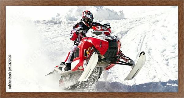 Постер Красный снегоход с типом исполнения На холсте в раме в багетной раме 1727.4310