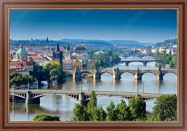 Постер Мосты Праги с типом исполнения На холсте в раме в багетной раме 35-M719P-83