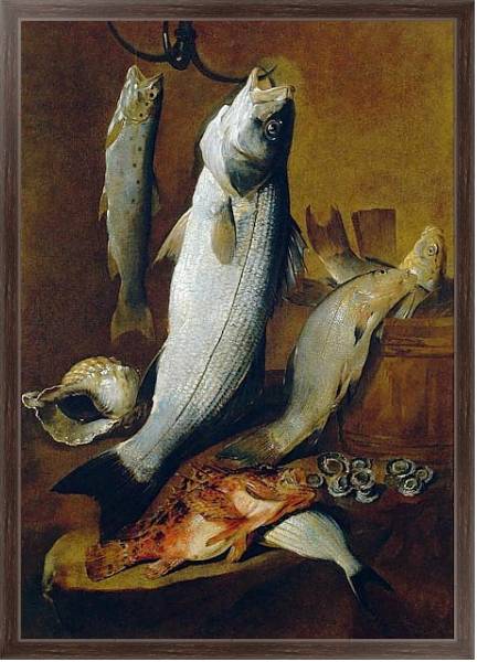 Постер Натюрморт с рыбой с типом исполнения На холсте в раме в багетной раме 221-02
